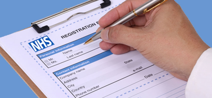 a person completing a form